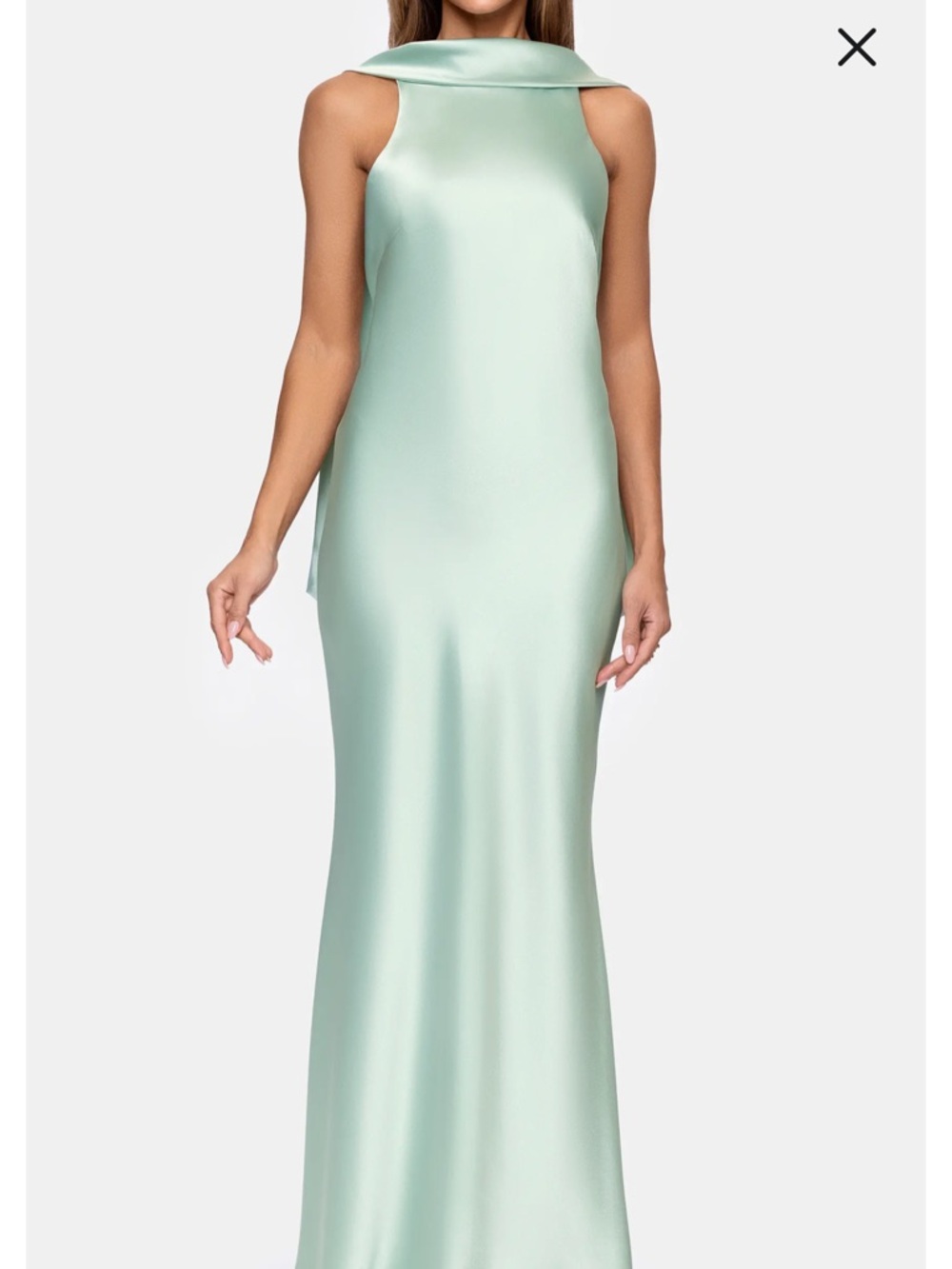 Xscape Mint Satin Halter-Style Wedding Dress